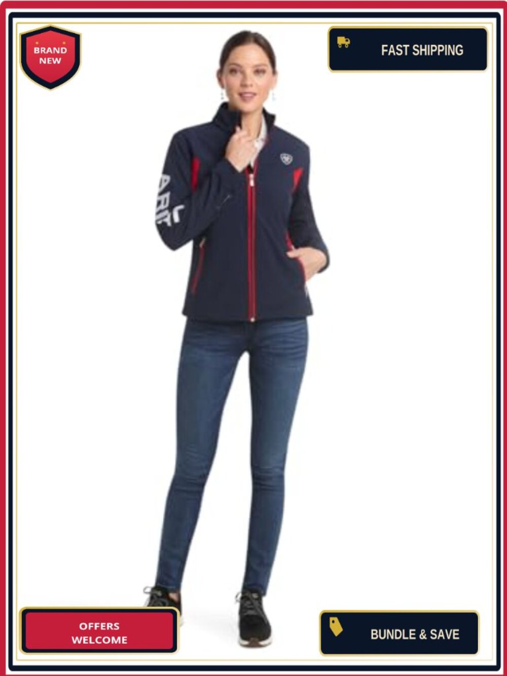 Women's Softshell Jacket Wind Water Resistant Lightweight Long Sleeve Zip - 92%